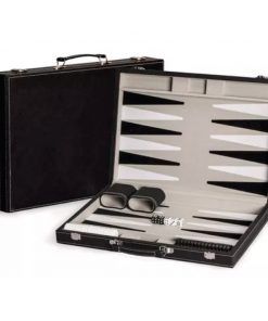 juego de backgammon en biocuero-cuero-cuerina-juego de mesa-sala de juego-dados-azar-fichas-detalle-maletin