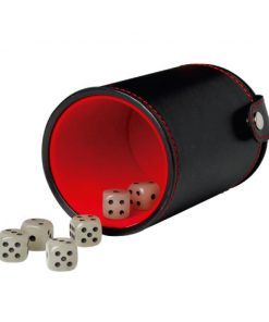 cubilete en biocuero-cuero-cuerina-dados-entretenimiento-juego de mesa