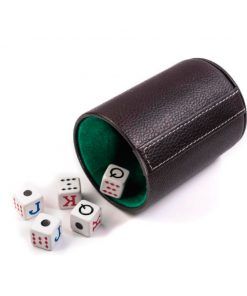 cubilete en biocuero-cuero-cuerina-biocuero-dados-poker