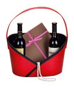 porta licorera canasta en biocuero-cuero-cuerina-vino-pisco-champaña-regalo- regalos corporativos